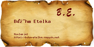 Bőhm Etelka névjegykártya